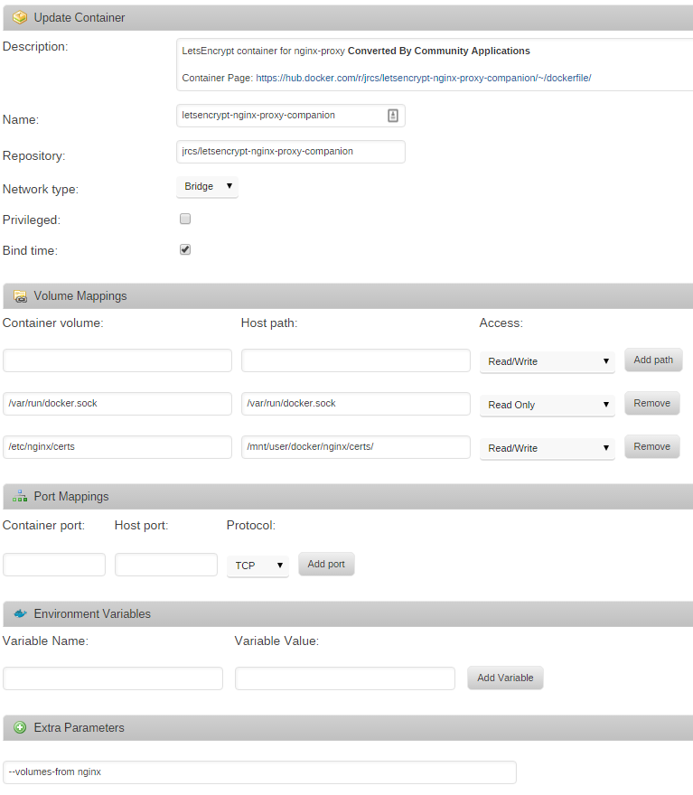 lets encrypt settings