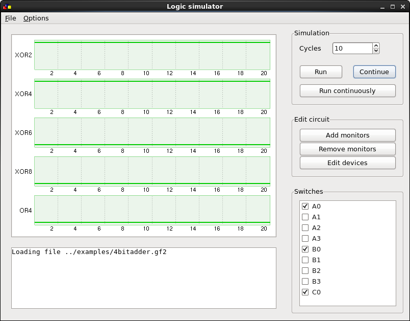 A screenshot of a logic simulator